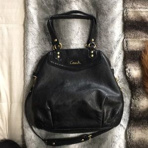 Black leather coach bag